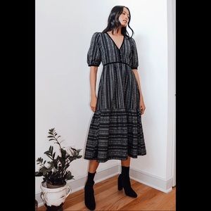 Lulu’s| Black Striped Linen Blend Tiered Dress